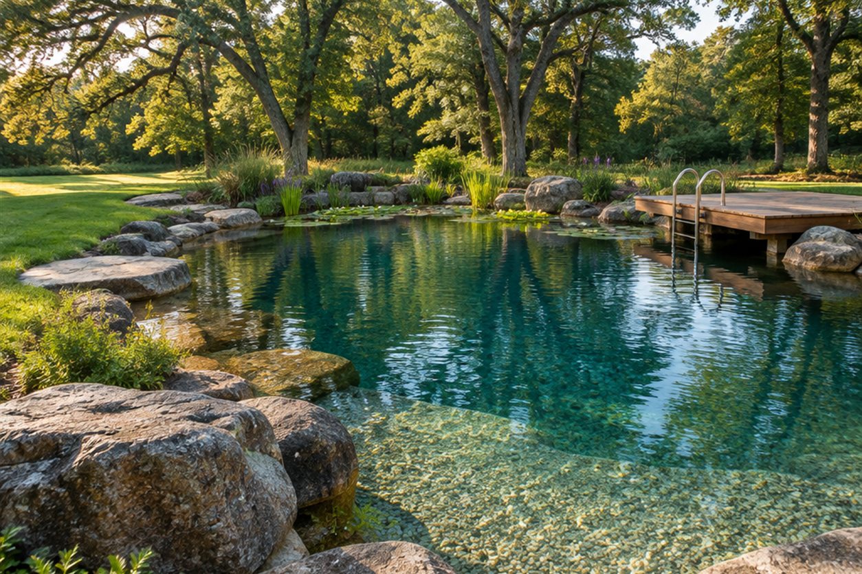 The finished Cedar Hollow swim pond